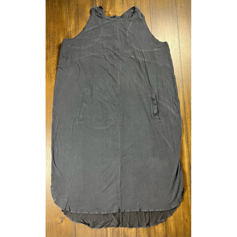 FLX Travel Leisure Sleeveless Midi Dress Charcoal Gray Racerback Pockets 1X